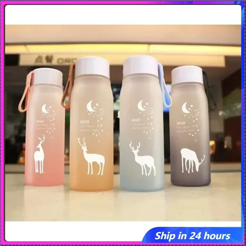 

560ml Leakproof Water Bottle Plastic Portable Drinking Bottles Clear Deer Grils Cups
