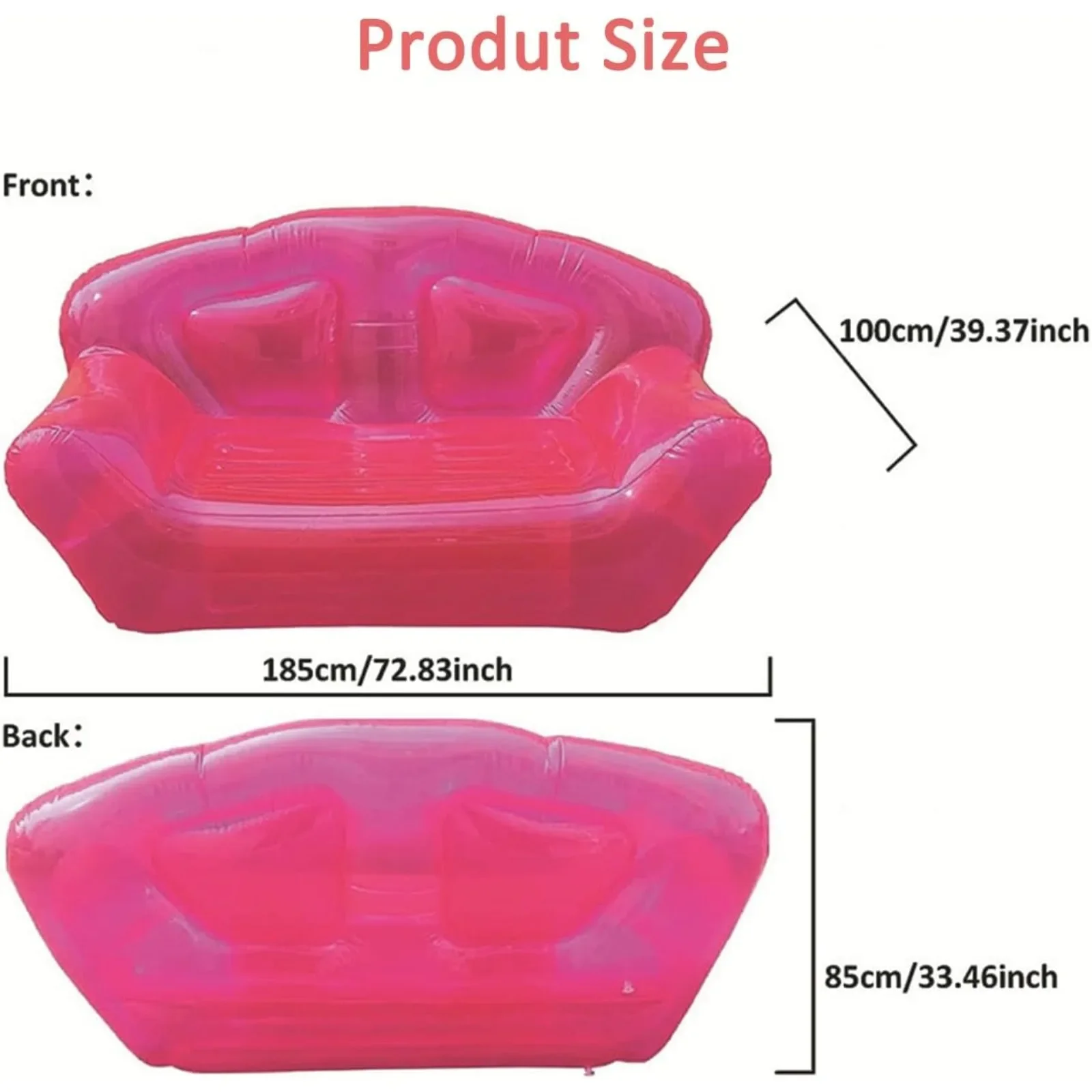 Protable Inflatable Sofa Seat, Transparent PVC Inflatable Couch Blow Up Chairs Couches Lounger Sofa Portable Double Person Sofa