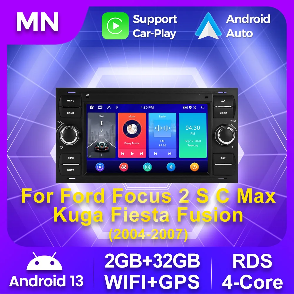 Radio samochodowe Multimedialny odtwarzacz wideo Nawigacja GPS NO DVD Dla Ford Focus 2 Mondeo S C Max Kuga Fiesta Fusion Bezprzewodowy Carplay AUTO