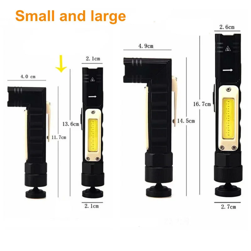 Luz de trabalho recarregável LED Base magnética multifuncional Rotação de 360 graus Mini lâmpada de trabalho para reparo de carros IP65