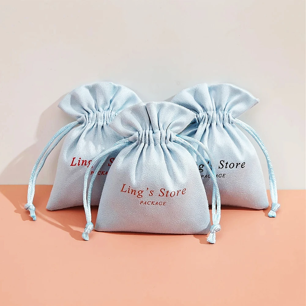 

Flannel Gift Pouches with Personalized Logo, Velvet Drawstring Bag, Jewelry Display Packaging, Wedding Candy Bag, Pouch, 100PCs