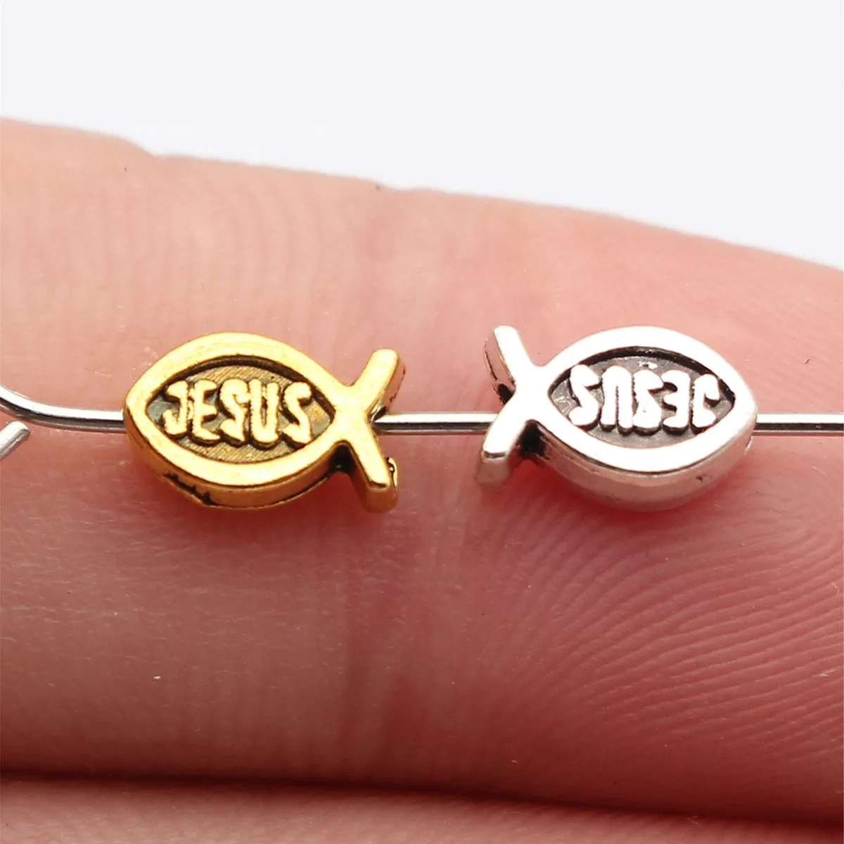 WYSIWYG 40pcs 8x5mm Antique Silver Color Antique Gold Color Jesus Fish Beads For Jewelry Making DIY Jewelry Findings view 5