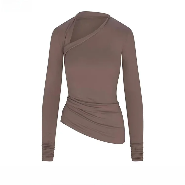 

Kardaian Apewear Long Sve Женский топ Slim Fit Асимметричный облачный дизайн Удобная модная футболка из смеси хлопка