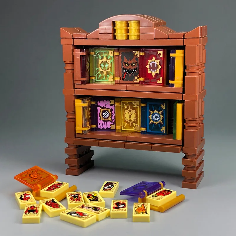MOC DIY Medieval Castle Accessories Building Blocks Halloween Magic Books Figures Handheld Witch Printed Parts Ghost Bricks Toys