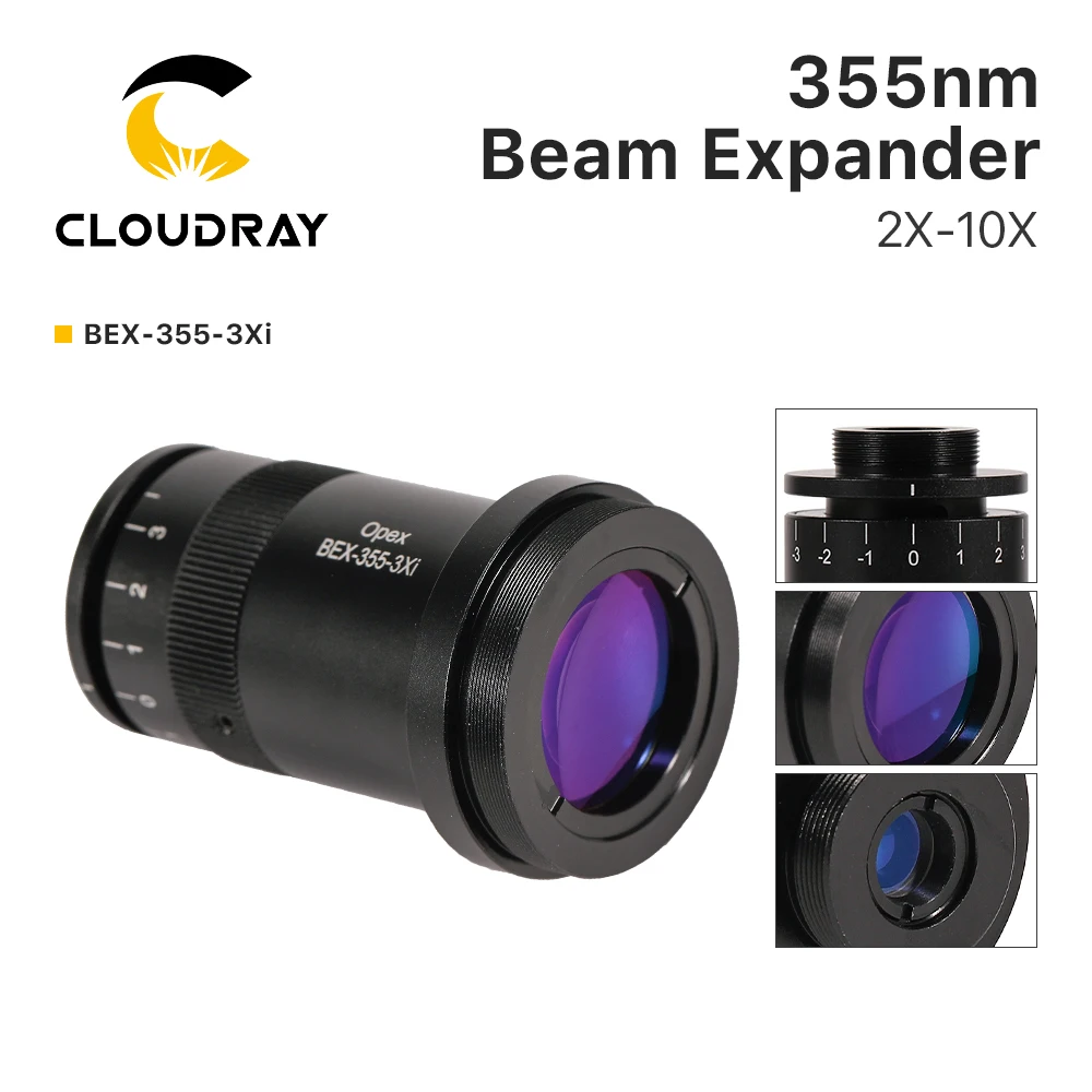 Cloudray UV 355nm Laser Beam Expander Fused Silica Lens 2X 3X 5X 8X 10X Optics Beam Expand for UV Laser Marking Machine