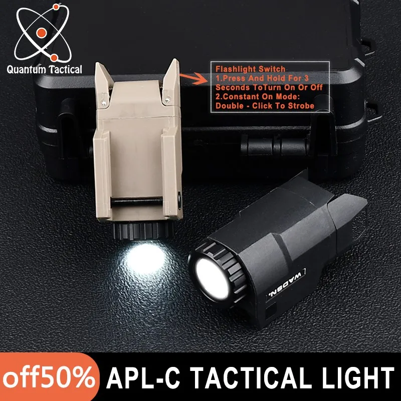 Tactical APL-C Pistol Light APL Hunting Weapon Scout Light Fit 20mm Picatinny Rail Constant Strobe Momentary Flashlight Gloc17