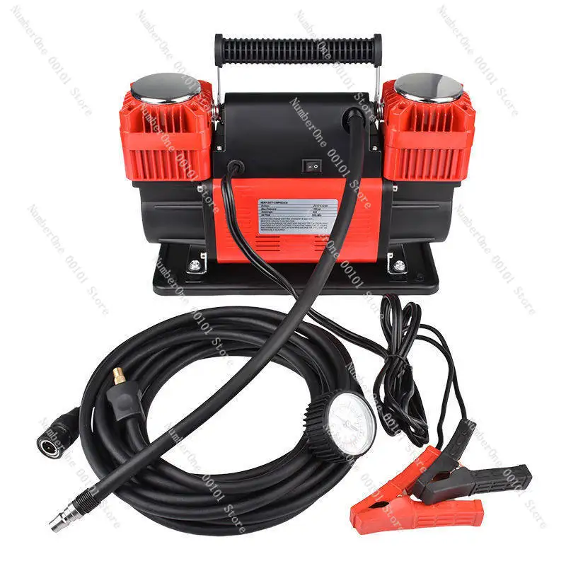 Heavy 300L/Min 12V Air Compressor Car Truck Tire Inflator with 26ft Extension Hose Double Cylinder 150PSI Metal Material