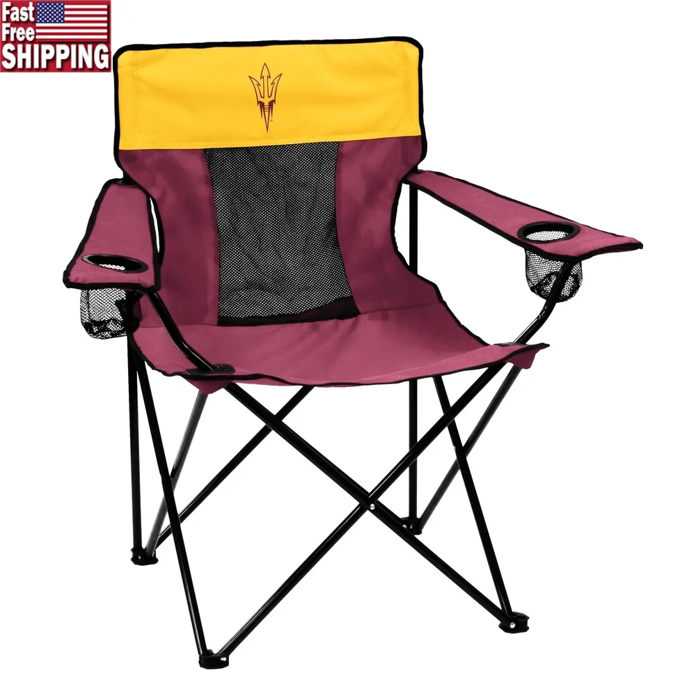 

Elite Folding Chair with Adjustable Armrests and Cup Holders Portable Outdoor Seating Tailgating Camping Events Lightweight