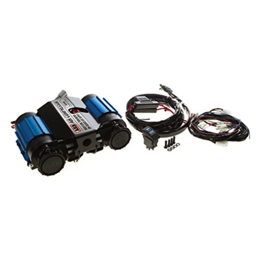 

On-Board Twin High Performance Air Compressor for Air Lockers, Tire Inflator, Air Horn, Air Tools 12V, Aluminum Housing, Black,
