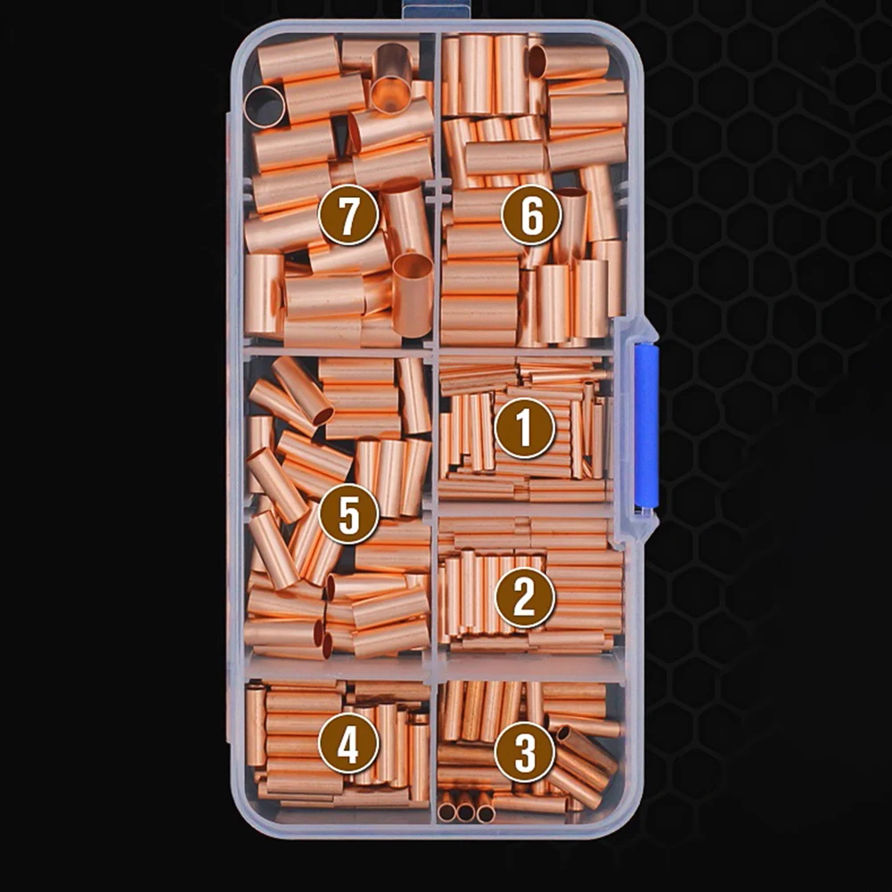 Kit de casquillos de alambre de cobre, 250 Uds., 7 tamaños, conectores de engarzado eléctricos para conexiones eléctricas duraderas y seguras