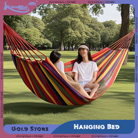 Outdoor Canvas Hammock Camping Thickened Outdoor Swing Net with Tree Ropes Hed Anti Rollover Striped Hanging Chairs Hammock