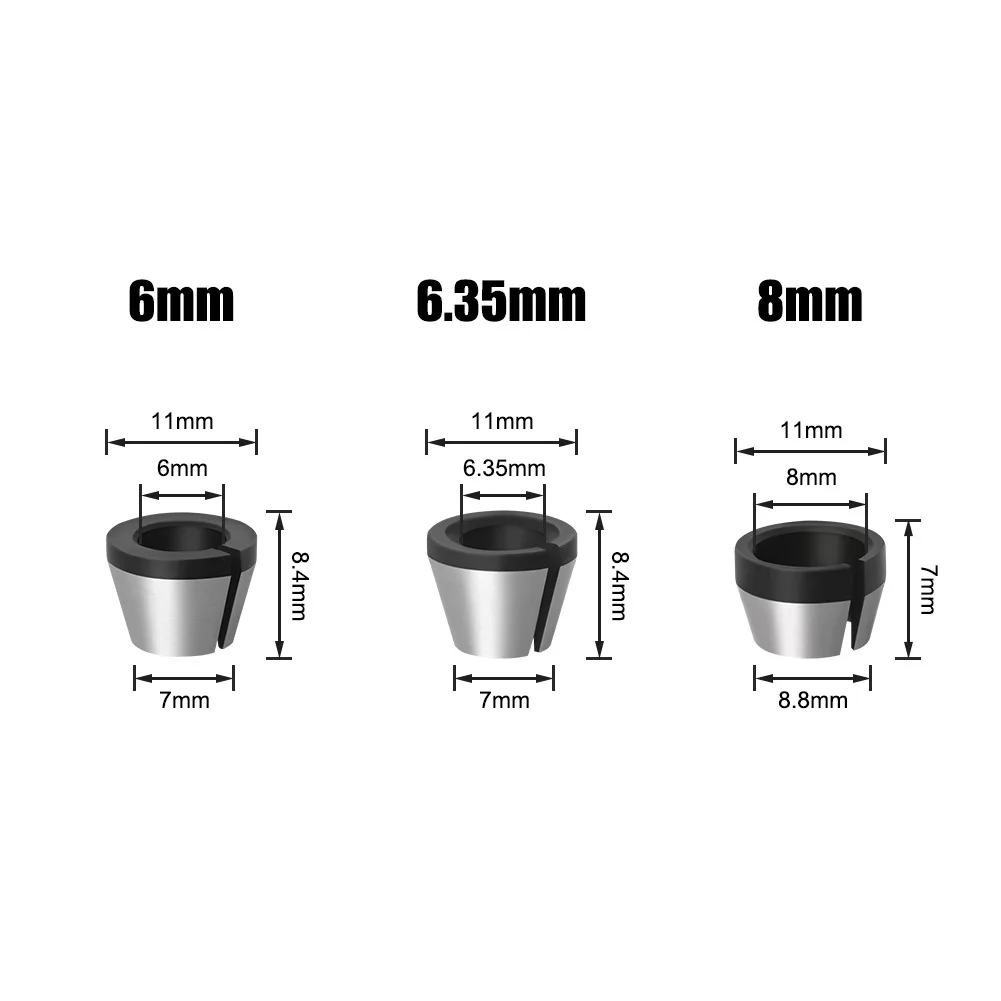 2개 세트 6mm 또는 6.35mm 또는 8mm 콜릿 척 너트 포함 조각 트리밍 머신 전기 라우터 밀링 커터 액세서리