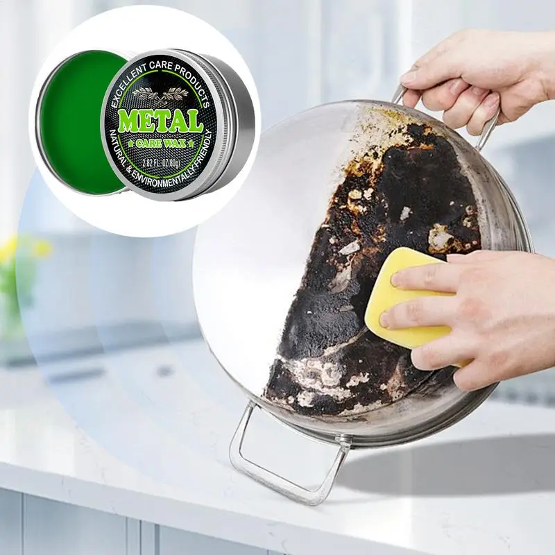 Metal Wax 80g Metal Cleaner And Polish Safe Rust Removal Stainless Steel Mirror Care Multifunctional Cleaner Restorer For Pot