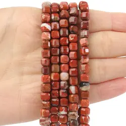 5mm Faceted Natural Red Jasper Stone Beads Square Spacer Beads for Jewelry Making DIY Charms Bracelet Necklace Accessorie