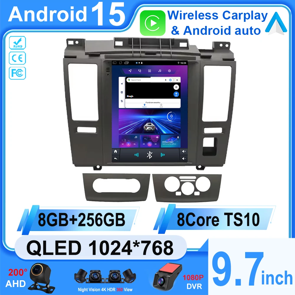 9,7 "Android 15 Autoradio Radio para Nissan Tiida C11 2004-2013 Tesla estilo Vertical Multimedia sin reproductor de DVD unidad principal GPS