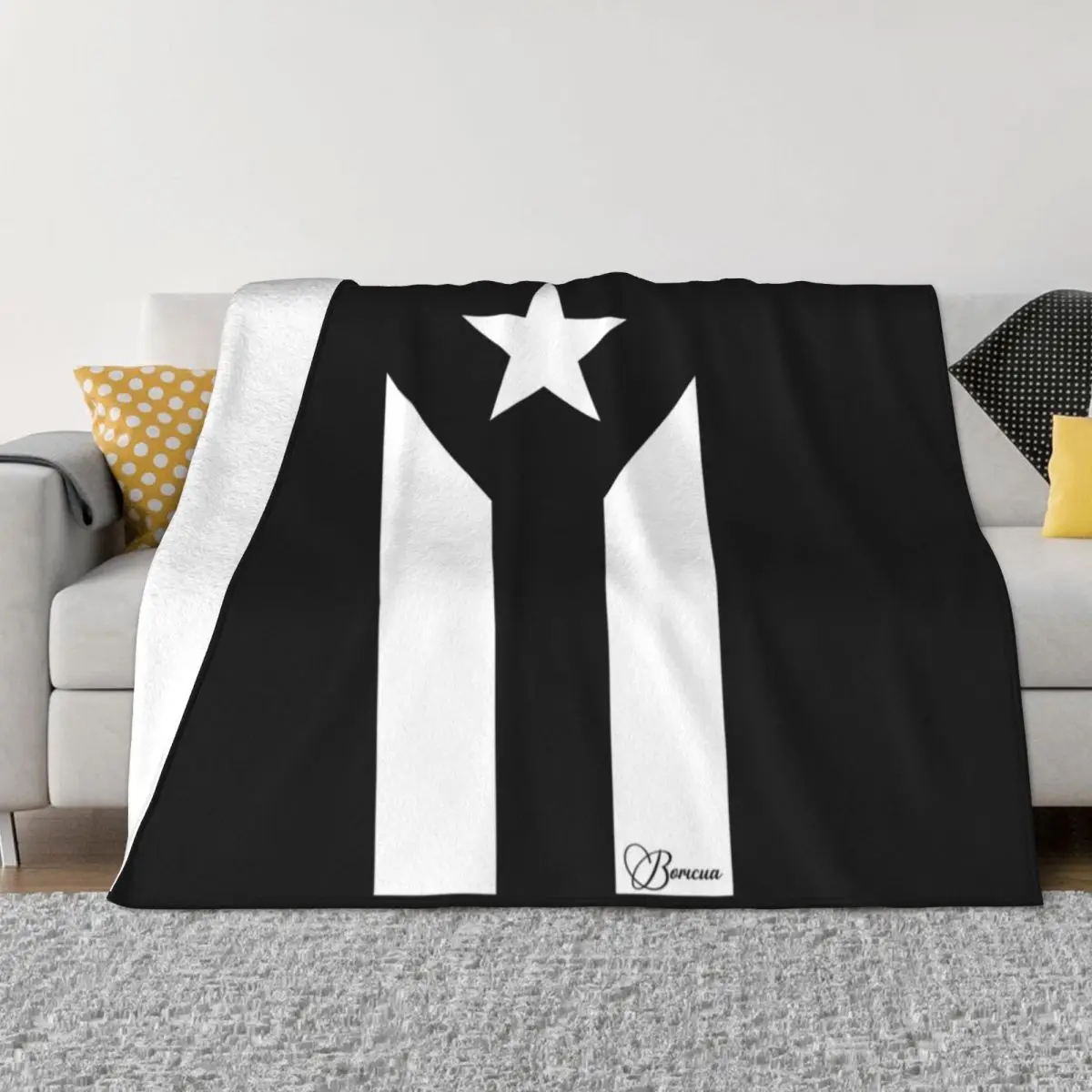 

Black Puerto Rican Flag Throw Blanket Camping Bed Large Blankets