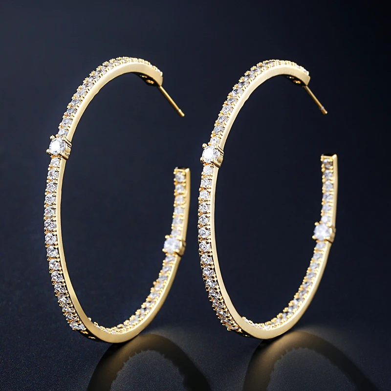 ZAKOL Classic AAA Zircon Large Hoop Earrings for Women Exquisite Micro Paved zirconia Jewelry Gift