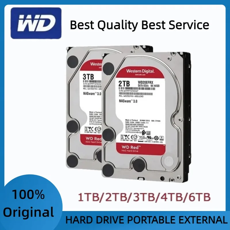 WD Red 2TB 4TB 6TB Red NAS Hard Disk Drive 3.5" 6TB Internal Hard Drive 5400RPM SATA 6Gb/s 64MB Cache For Desktop