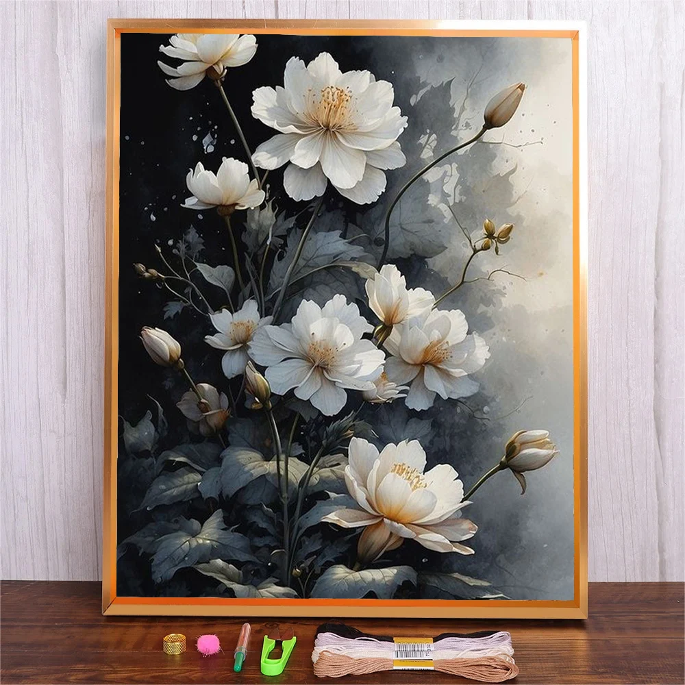 

Lotus Flower Pattern Cross Stitch Kits DIY Embroidery Flowers Plant Gift Home Decoration Prints Canvas Needlework 11CT 14CT