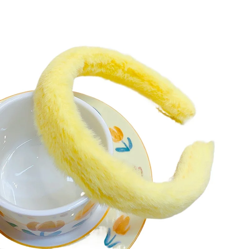 

Women's Plush Headband Solid Color Soft Fluffy Wide Head Band Downy Winter Decorative Hair Hoops Headwear for Girls 10pcs/lot