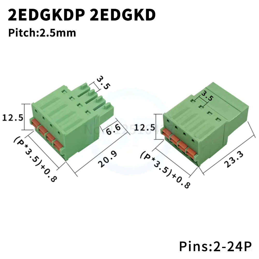 (1 Set) KF 2EDGKDP 2.5mm Solderless Screwless 2EDGKD 2.54 Plug-in Terminal Block Spring Press Butt 2-16P 15EDGKDP 2.54