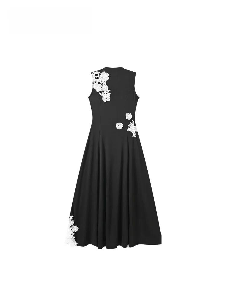 

New Chinese Style Sleeveless Embroidered Dress Women's plus Size Summer Fashionable Long Skirt Princess Style Polyester Fiber