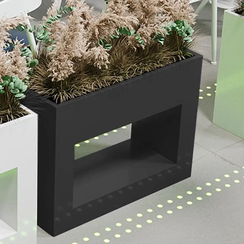 

Outdoor Metal Divider Planter Flower Long Planter Box Heavy Duty Planter With Multiple Drainage Holes For Courtyards Balconies