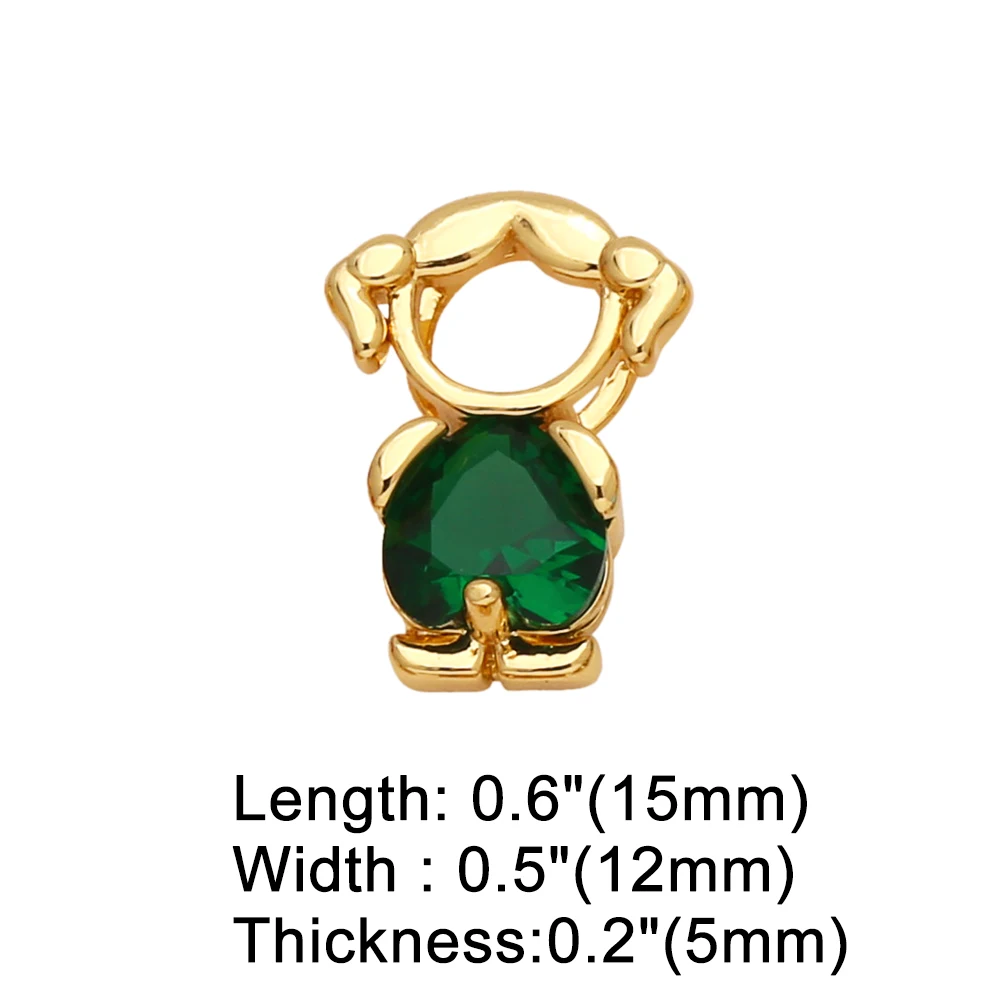 OCESRIO Multicolor Heart Crystal Little Girl Pendant for Necklaces Copper Gold Plated Handmade Jewelry Making Supplies pdtb614
