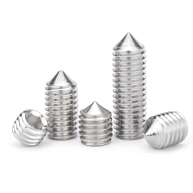 Conjunto de parafusos sem cabeça de ponto sextavado de aço inoxidável DIN914 304 com tamanhos M3, M4, M5, M6, M8, M10 - Alta - variedade de dureza