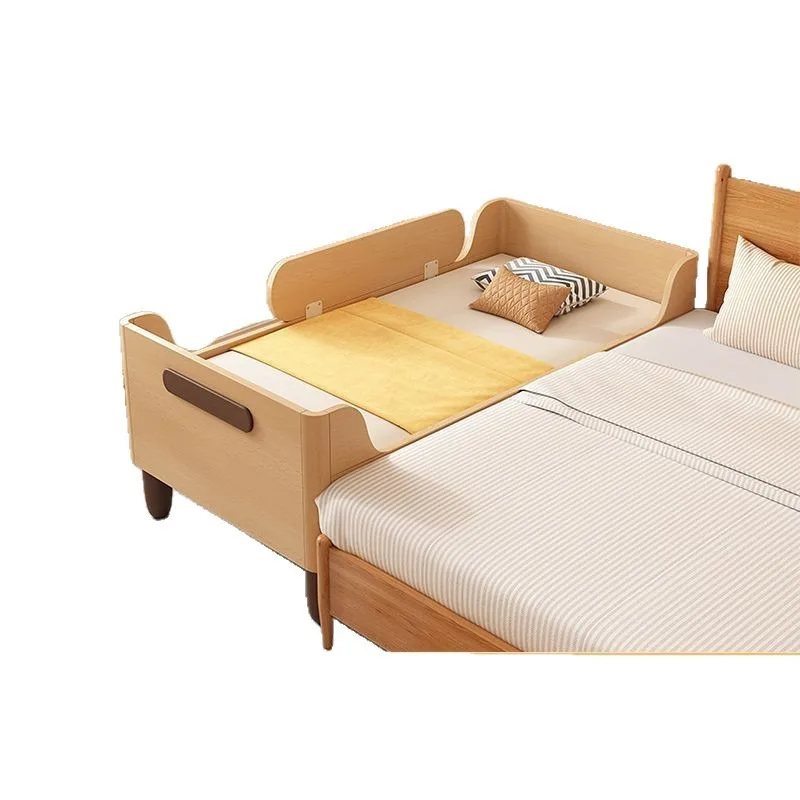 Nordic beech bed, spliced to queen bed with guardrail car single bed