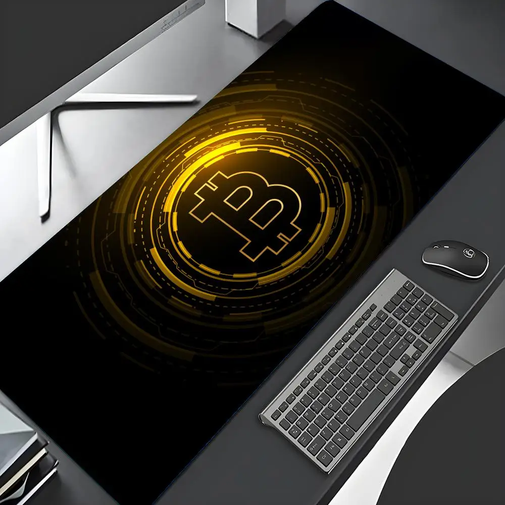 لوحة ماوس بتصميم Bitcoin الإبداعية، لوحة ماوس كبيرة لطاولة ألعاب المكتب، حصيرة مطاطية مضادة للانزلاق للوحة مفاتيح الألعاب، وسادات مكتب طويلة #2