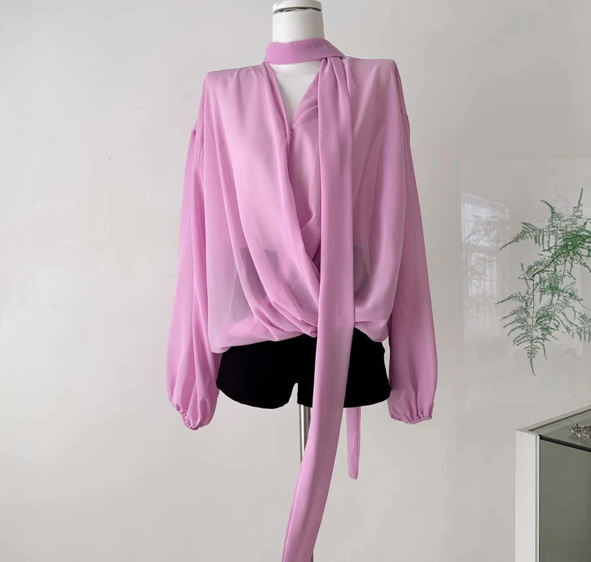 

Fashion Chiffon Blouse Women Summer Loose Fit Long Sleeve Shirt Sun Protection tops