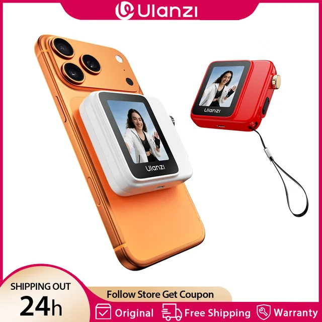 Ulanzi VM02 Monitor Magnético para Selfie com Controle Sem Fio e Espelhamento de Tela para iPhone 17 16 15 Android Vlog