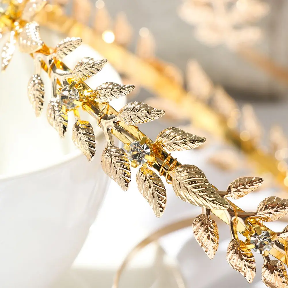 European Greek Goddess Headband Metal Gold Leaves Branch Crown Hair Bands Wedding Tiara Hair Accessories Wedding Bride Hairband