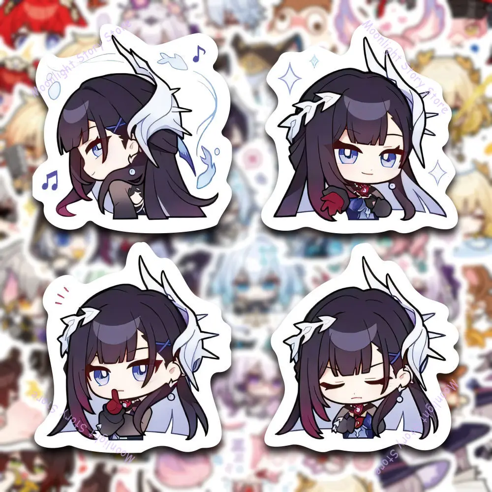 Honkai Star Rail Game Periphery Sticker Cute Chibi Style Dan Heng Herta Pela Bronya Emoji Stickers Notebook Cover Sticker image 5