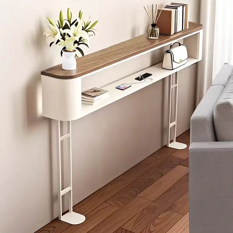 Electric sofa rear shelf long ultra-narrow side table against the wall clip gap storage bed head and tail heating cabinet