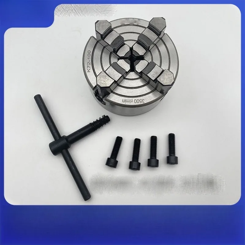 1Pc K72 4-Jaw Lathe Chuck 80/100/125mm, Equipped With 3Pcs Mounting Bolts