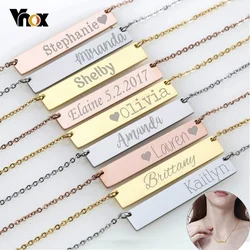 Vnox-collares de barra personalizados para mujer, gargantilla de identificación Horizontal de acero inoxidable, regalo de cumpleaños personalizado especial, grabado gratis