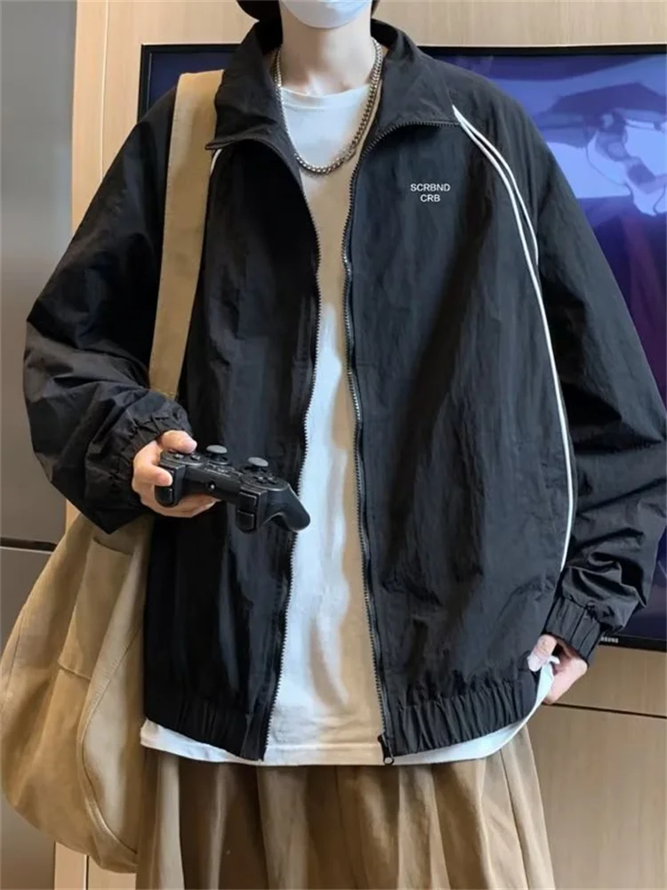

Мужская куртка свободного кроя с воротником-стойкой в американском стиле, повседневная, модная, рабочая одежда, универсальная верхняя одежда, осенняя, с длинными рукавами, молодежная