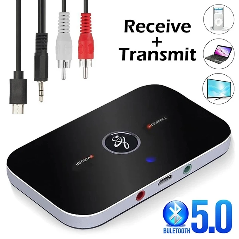 Bluetooth 5.0 Audio Receiver Transmitter B6 AUX RCA 3.5MM 3.5 Jack USB Music Stereo Wireless Adapters Dongle For Car Speaker PC