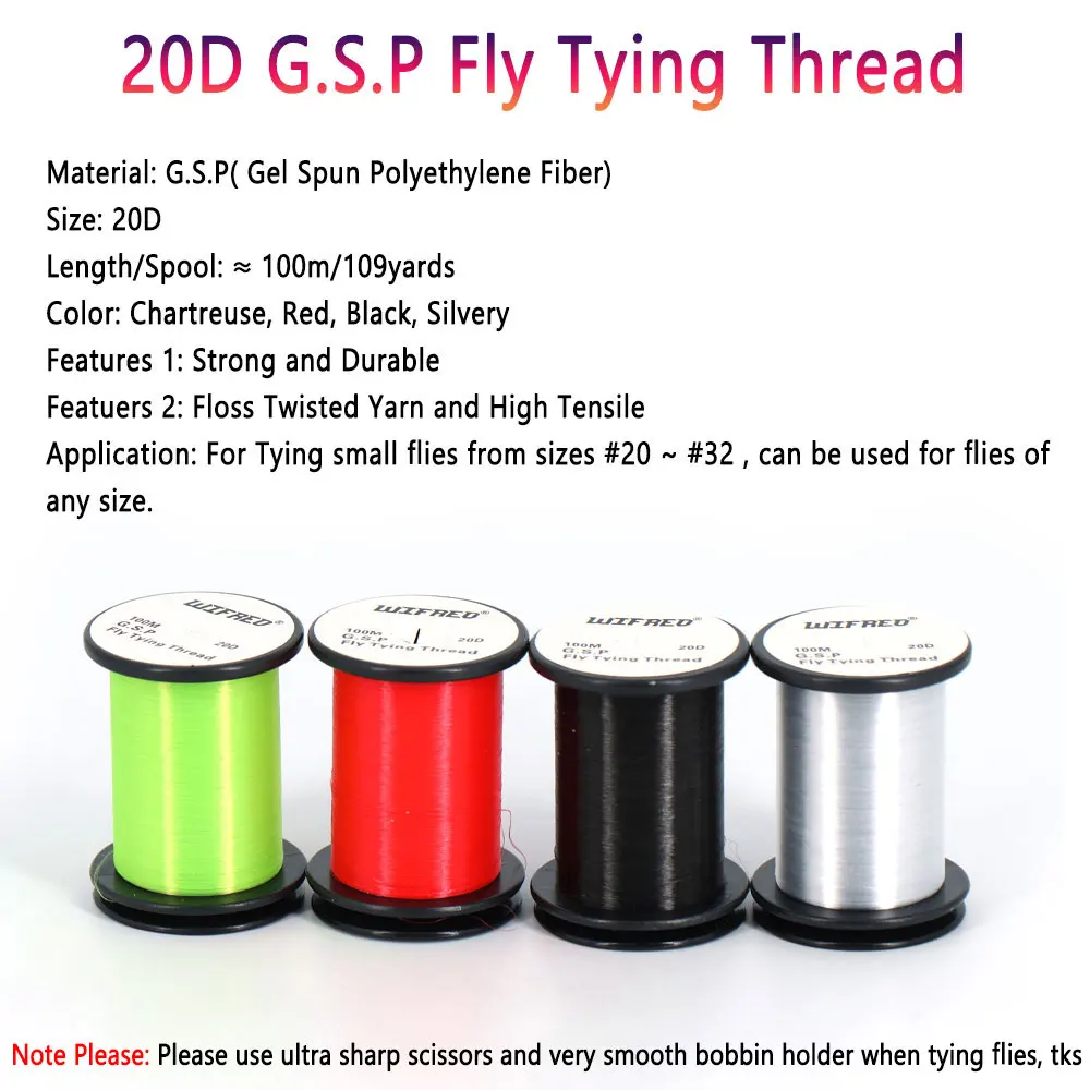 10D 20D 30D 50D 100D 75D 140D 200D GSP Fliegenbinde-Polyethylenfaden – Hochfeste Bindeschnur für Trockenfliegen, Nassfliegen, Hechtfliegen und Streamer – Detail 3