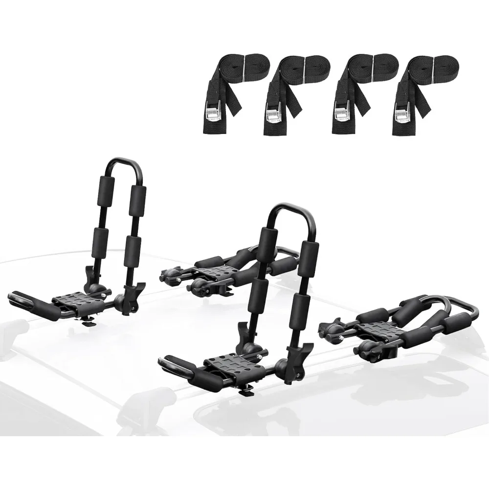 

Folding Kayak Rack Set for 4 J Bars - Car Roof Rack for Canoes, Surfboards, and SUPs