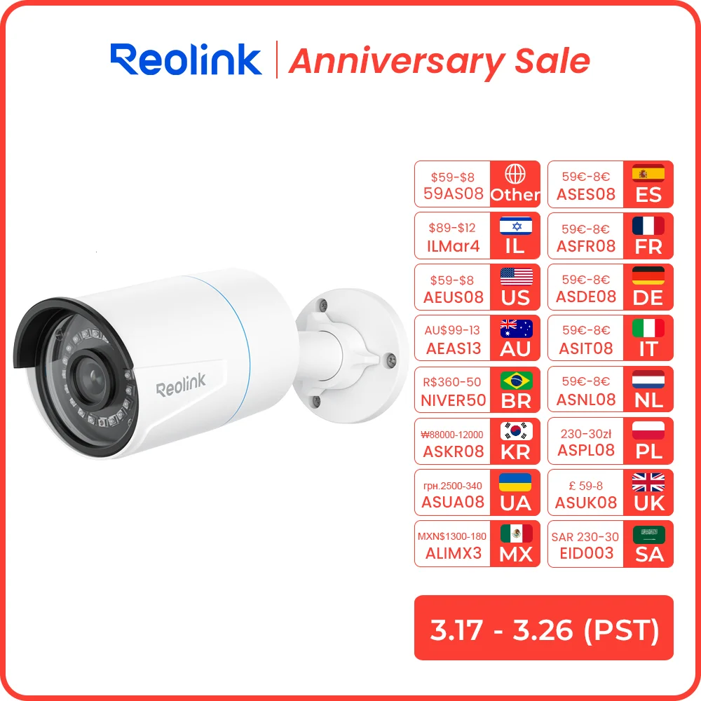 Reolink Smart Security Camera 5MP Outdoor Infrared Night Vision Cam with Human/Car/Pet Detection POE IP Camera