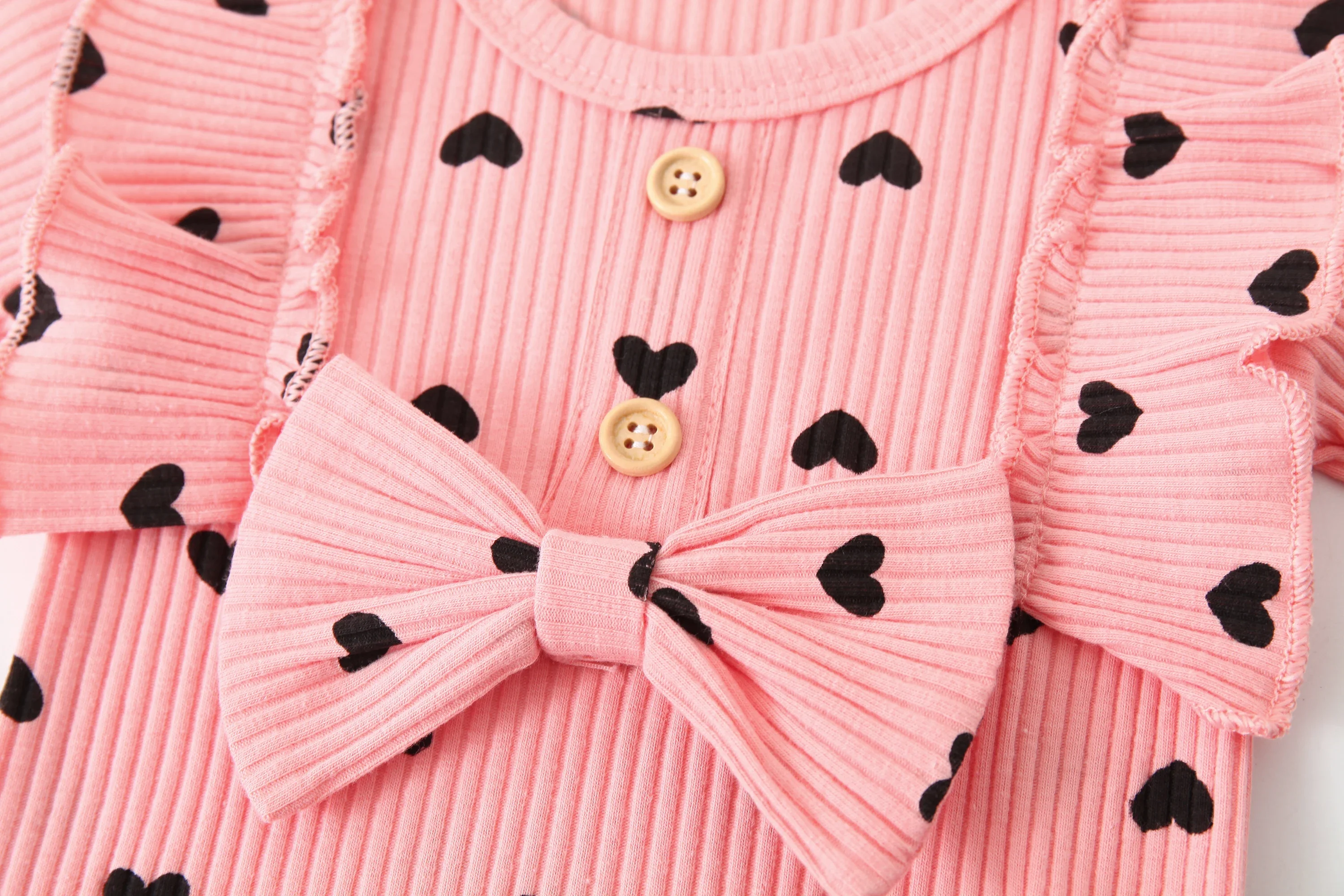 Newborn Baby Girl Clothes Set Ruffle Long Sleeve Bow Romper  + Pants + Headband Infant Toddler Baby Girl Clothing Outfits