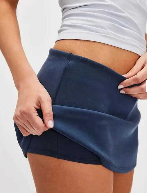 Damen-Mini-Skorts, lässig, stilvoll, schlicht, einfarbig, niedriger Bund, kurzer Rock für alle Jahreszeiten