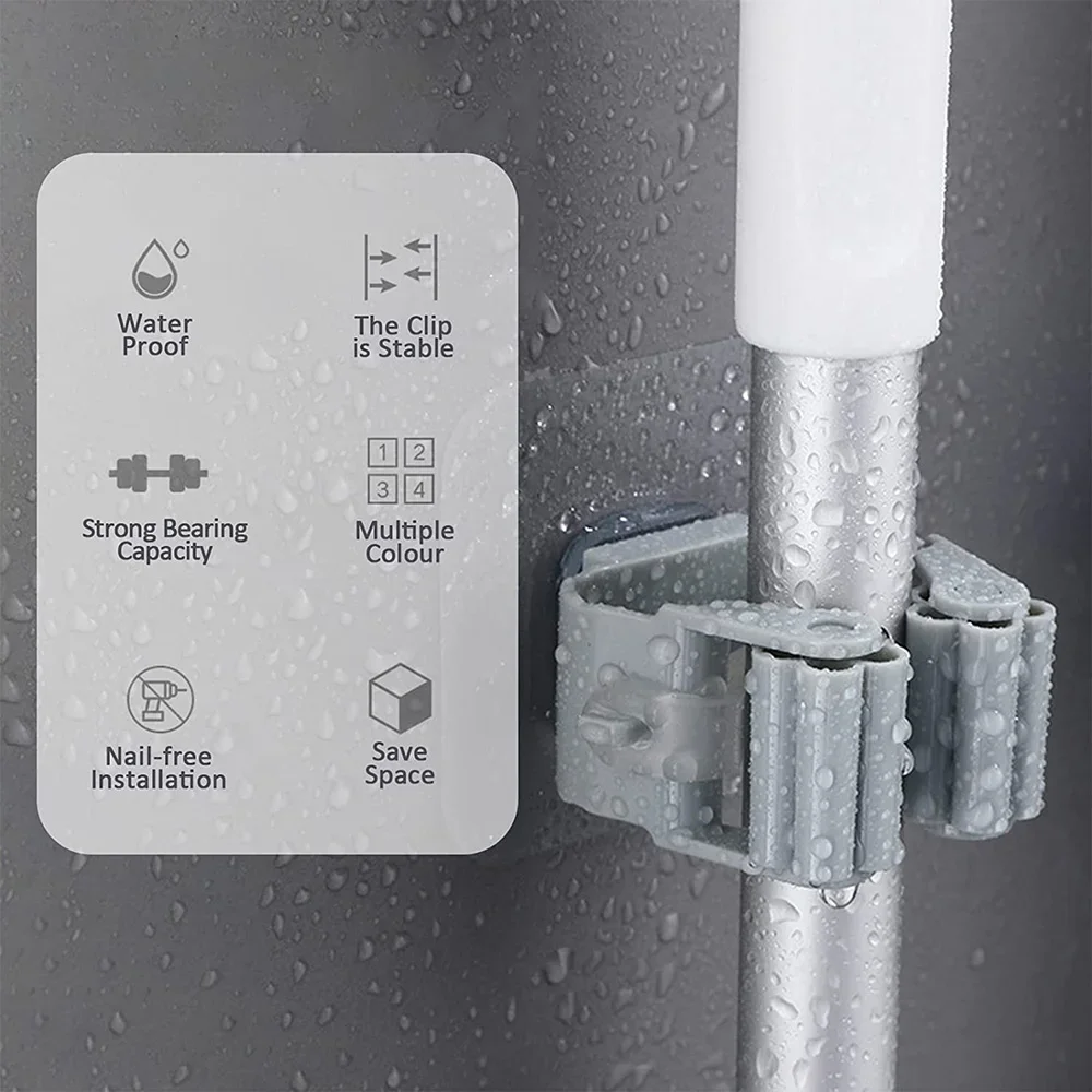 الحائط ممسحة حامل مُنظِم فرشاة مكنسة شماعات المنزل تخزين الرف الحمام شفط أنبوب معلق السنانير الأدوات المنزلية المنزل