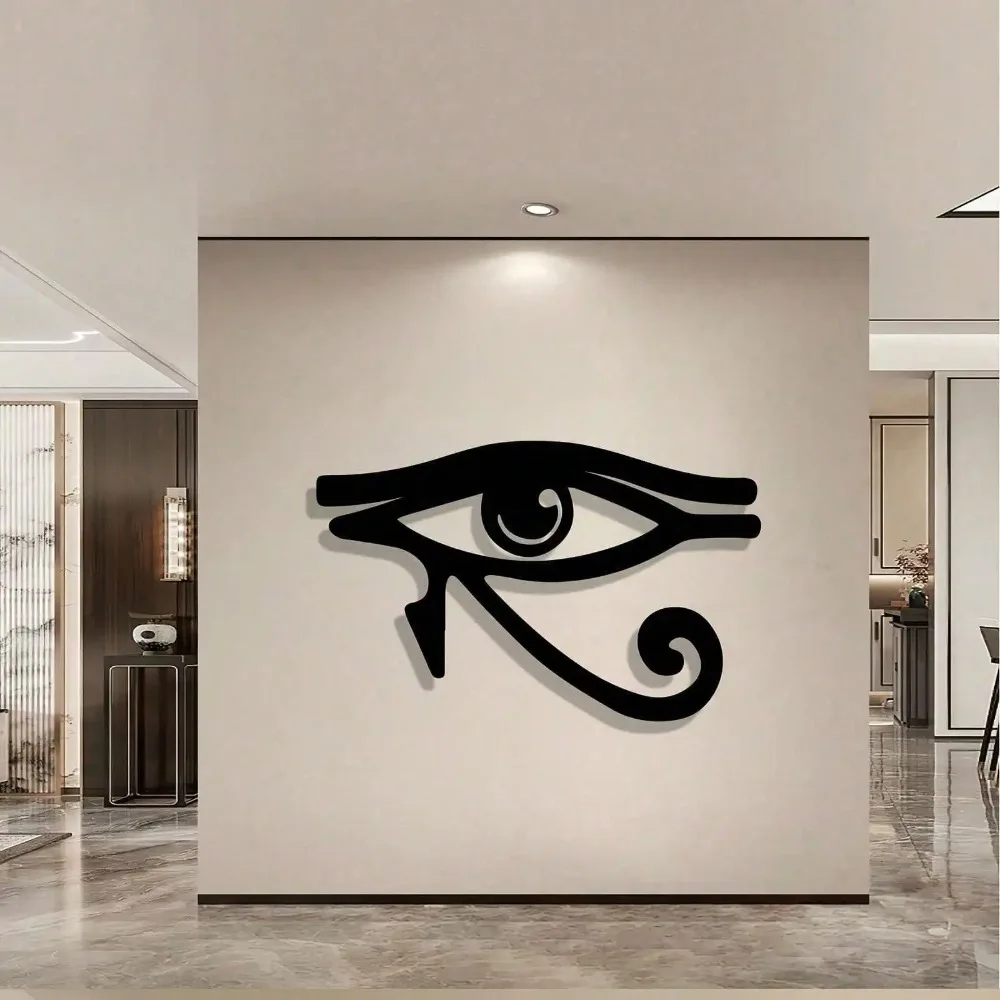 Ra All Seeing Eye Metal Wall Art Black White Iron Decor Egyptian Home Gift Rustproof Hanging Unique Ornament Sign Living Room