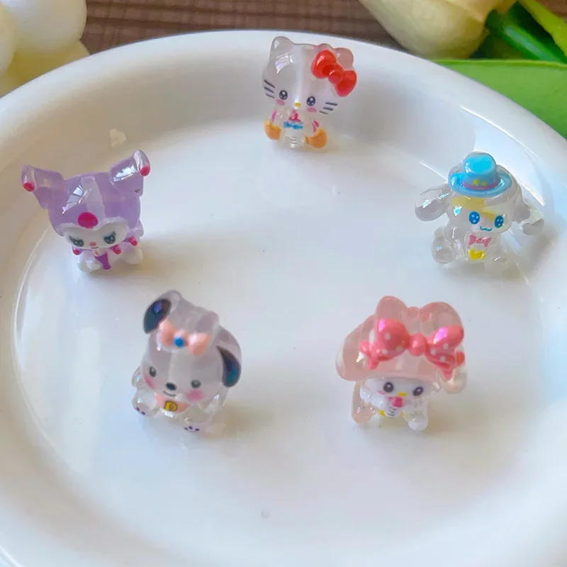 Cartoon Anime Sanrio UV Plated 3D Resin Straight Hole Beads Handmade DIY Mobile Phone Chains Jewelry Charm Accessories Materials