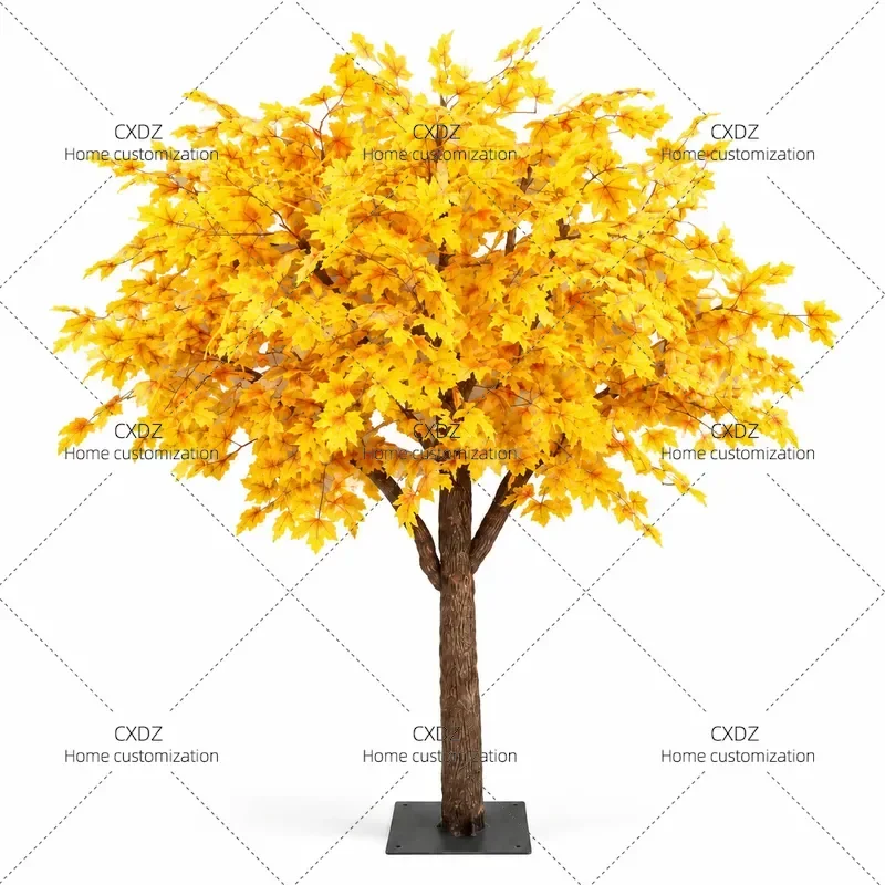 Large Simulated Yellow Maple Tree Artificial Plant for Shopping Mall Stage Homestay Autumn Winter Landscaping Decorative Prop
