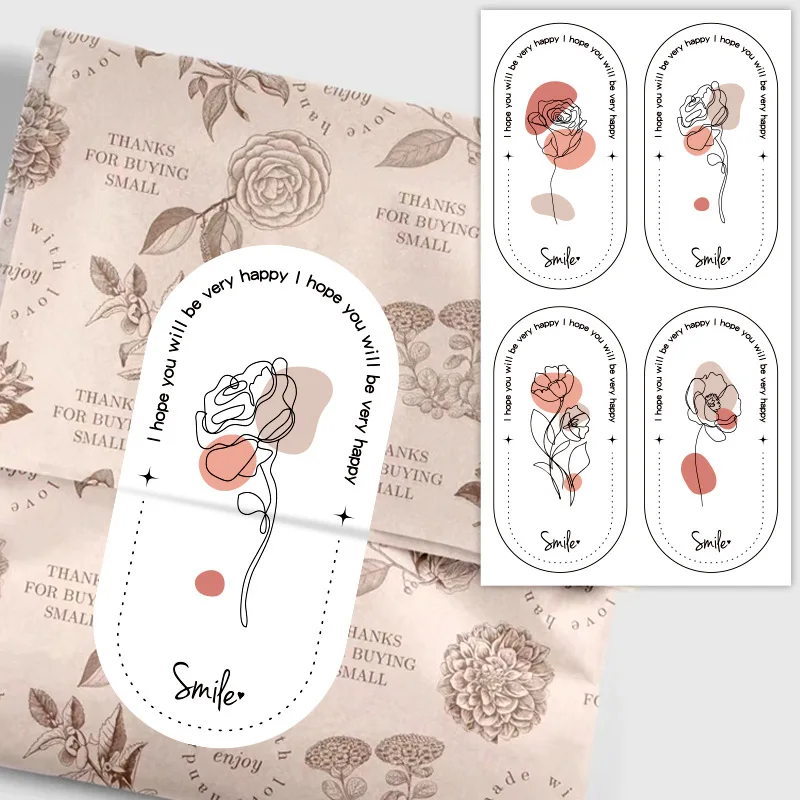 

Cute Flower Thank You Stickers for Small Business Baking Dessert Packaging Gift Sealing Decoration Labels Stationery 100Pcs/pack